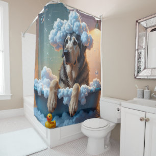 Irish Wolfhound Sloppy Sleepy Cute Funny  Shower Curtain