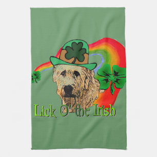 Irish Wolfhound St Patricks Tea Towel