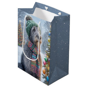 Irish Wolfhound With Christmas Tree Medium Gift Bag