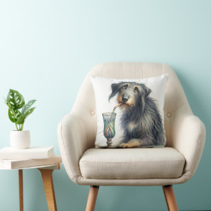 Irish Wolfhound With Retro Soda Cushion