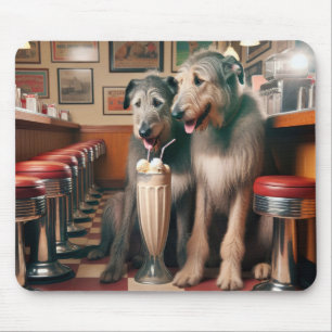 Irish Wolfhounds In Retro Diner Mouse Mat