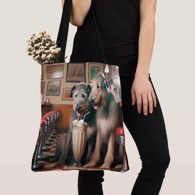 Irish Wolfhounds In Retro Diner Tote Bag (Close Up)