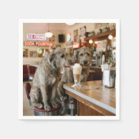 Irish Wolfhounds Sharing a Milkshake