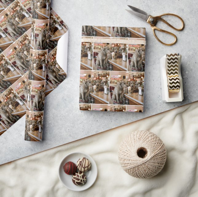 Irish Wolfhounds Sharing a Milkshake Wrapping Paper (Crafts)