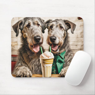 Irish Wolfhounds With Ice Cream Soda Mouse Mat