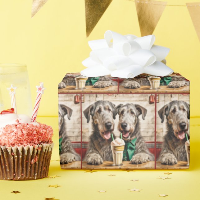 Irish Wolfhounds With Ice Cream Soda Wrapping Paper (Birthday Party)