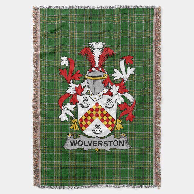  Irish Wolverston Coat of Arms Family Crest Irelan Throw Blanket (Front Vertical)