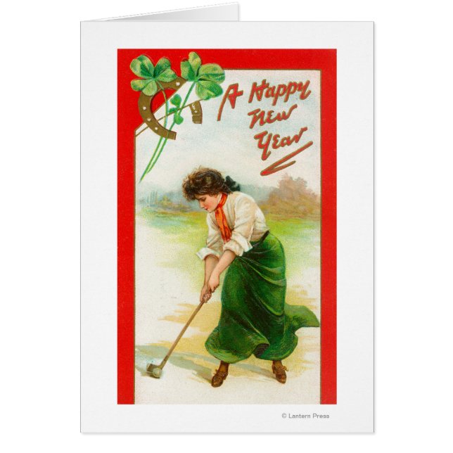 Irish Woman About to Hit Golfball (Front)