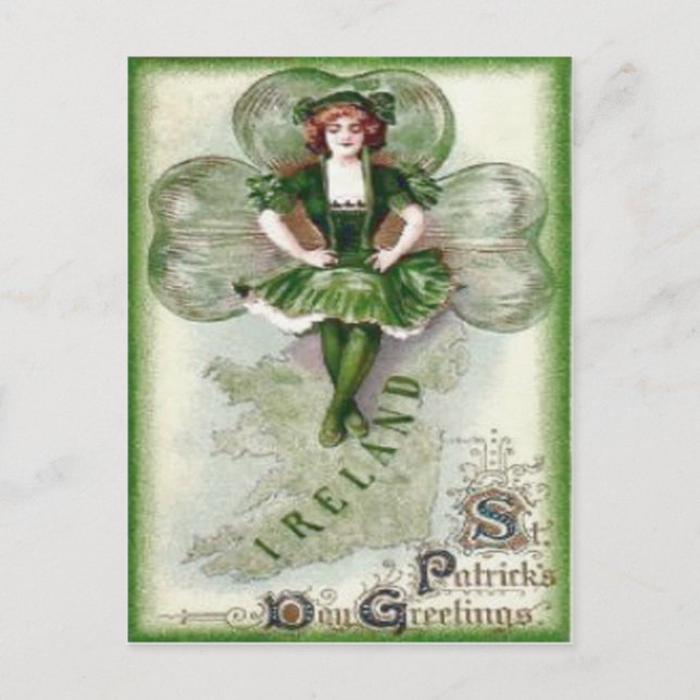 Irish Woman Ireland Shamrock Riverdance Postcard (Front)