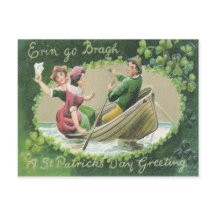 Irish Woman Man Rowboat Shamrock
