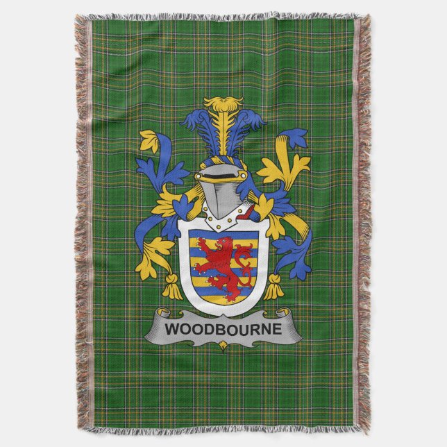  Irish Woodbourne Coat of Arms Family Crest Irelan Throw Blanket (Front Vertical)