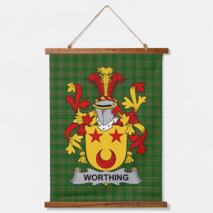 Irish Worthing Coat of Arms Family Crest Hanging Tapestry