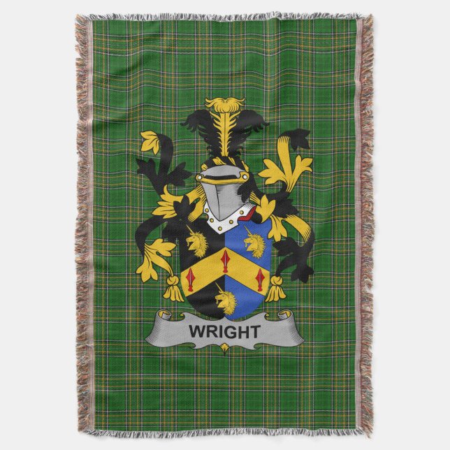  Irish Wright Coat of Arms Family Crest Ireland Throw Blanket (Front Vertical)