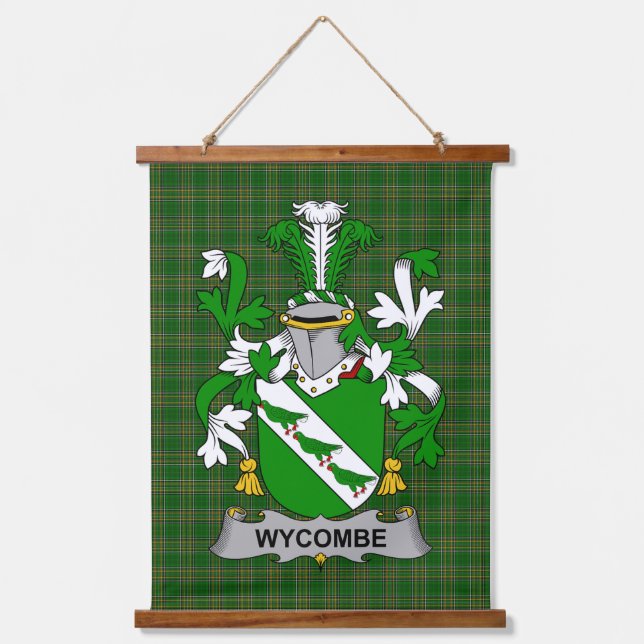 Irish Wycombe Coat of Arms Family Crest Hanging Tapestry (Front)