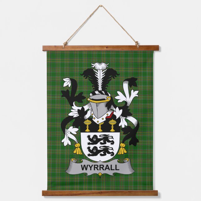 Irish Wyrrall Coat of Arms Family Crest Hanging Tapestry (Front)