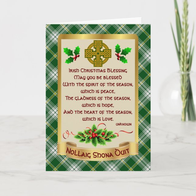 Irish Xmas Blessing/Tartan Personalised Card (Front)