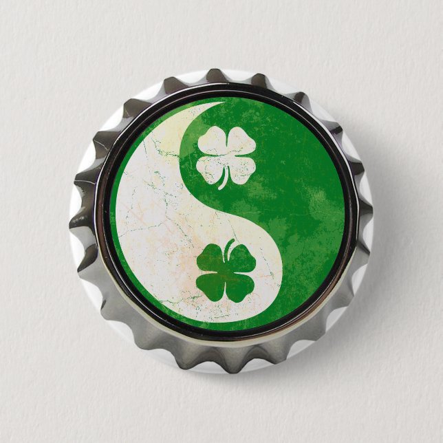 Irish Yin Yang Shamrock Button (Front)