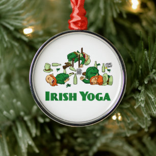 Irish Yoga Funny St. Patrick's Day Metal Tree Decoration