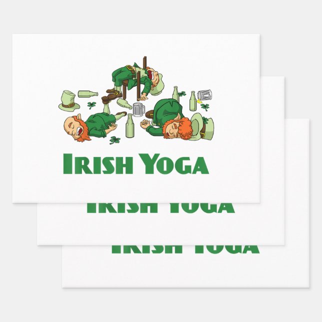 Irish Yoga Funny St. Patrick's Day Wrapping Paper Sheet (Set)