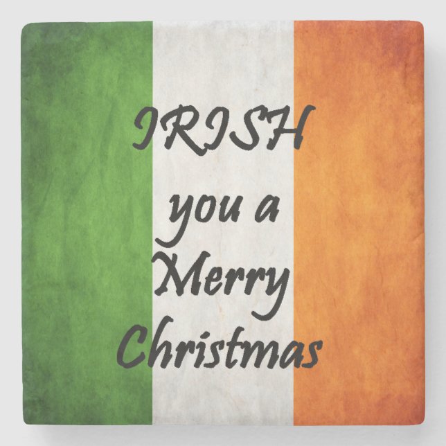 Irish You A Merry Christmas, Ireland Flag Coaster (Front)