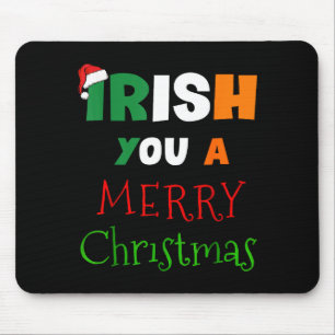 Irish You A Merry Christmas Ireland Flag Xmas Hat Mouse Mat
