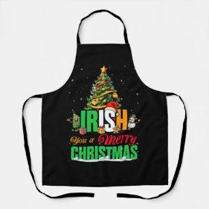 Irish You A Merry Christmas Santa Irish Flag Chris Apron