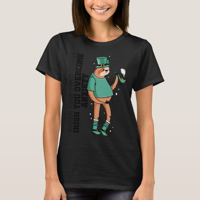 Irish You Overcome Anxiety Stress Awareness Sloth  T-Shirt (Front)