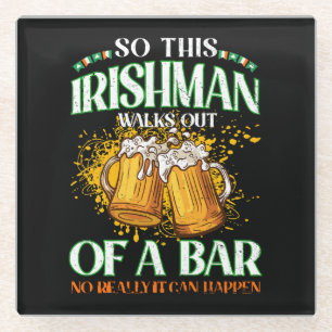 Irishman Drinking Beer St. Patrick's Day Glass Coaster