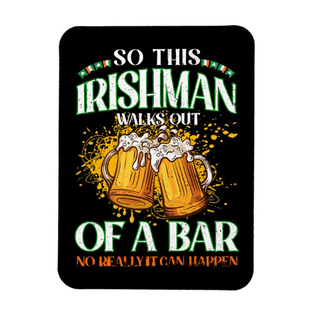 Irishman Drinking Beer St. Patrick's Day Magnet (Vertical)