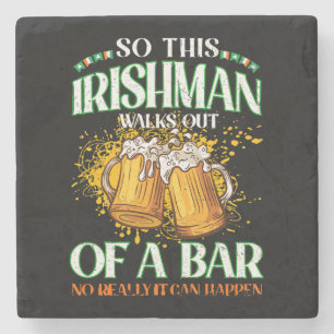 Irishman Drinking Beer St. Patrick's Day Stone Coaster
