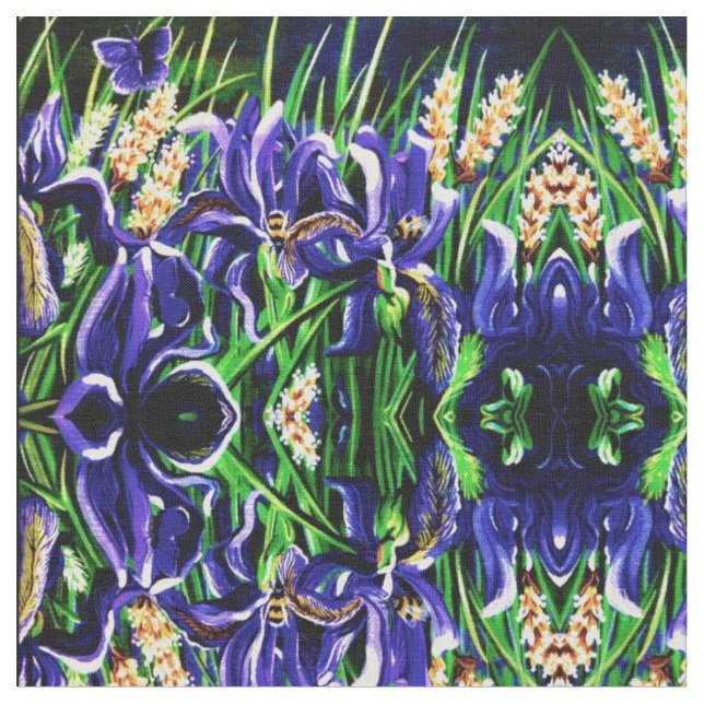 Iris's and Bees Fabric (Close Up)