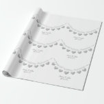 Iron 6th wedding anniversary bunting design wrapping paper<br><div class="desc">Personalised 6th wedding anniversary wrapping paper.
Perfect for couples celebrating their iron wedding anniversary.
This modern design shows iron coloured heart bunting and has space for the names of the husband and wife,  as well as their anniversary date.
Matching greeting cards,  gift tags and gift bags are also available.</div>