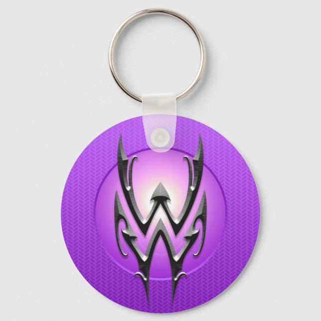 Iron Aquarius Symbol, purple Key Ring (Front)