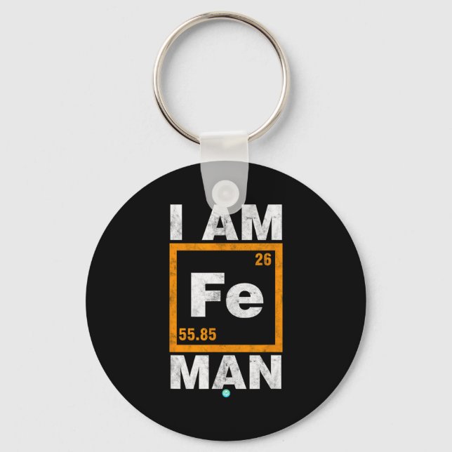 Iron (fe) Man Funny Periodic Elemen Gift  Key Ring (Front)