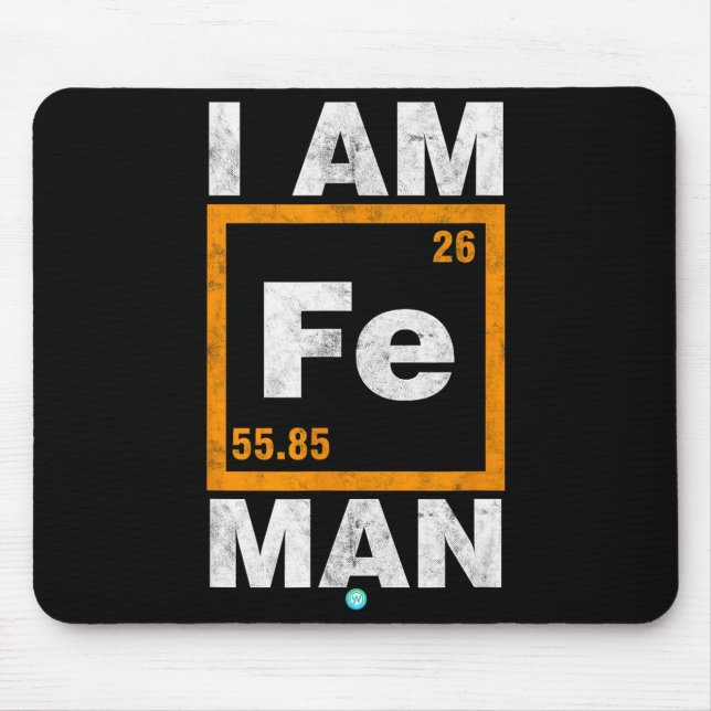 Iron (fe) Man Funny Periodic Elemen Gift  Mouse Mat (Front)