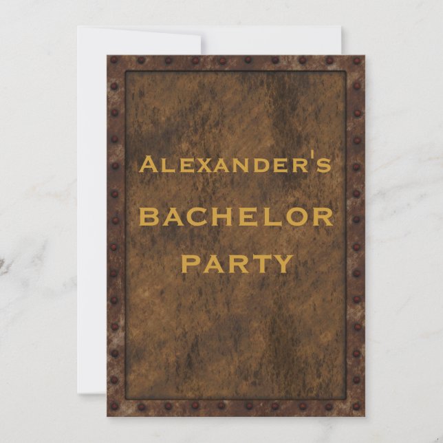 Iron Framed Effect Bachelor Double Sided Invitation (Front)