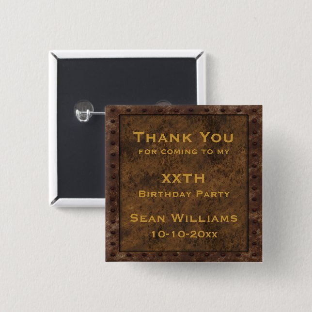 Iron Framed Effect Boys Birthday 15 Cm Square Badge (Front & Back)