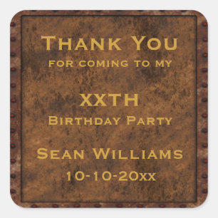 Iron Framed Effect Men´s Birthday Square Sticker