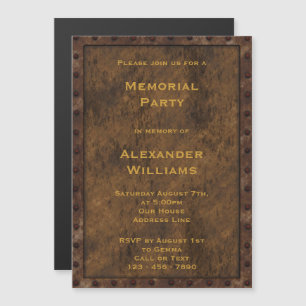 Iron Framed Effect Men´s Memorial Party Magnetic Invitation