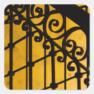 Iron gate pattern in yellow, Cuba Square Sticker