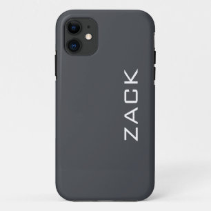 Iron Grey Solid Colour Minimalist Name iPhone 11 Case