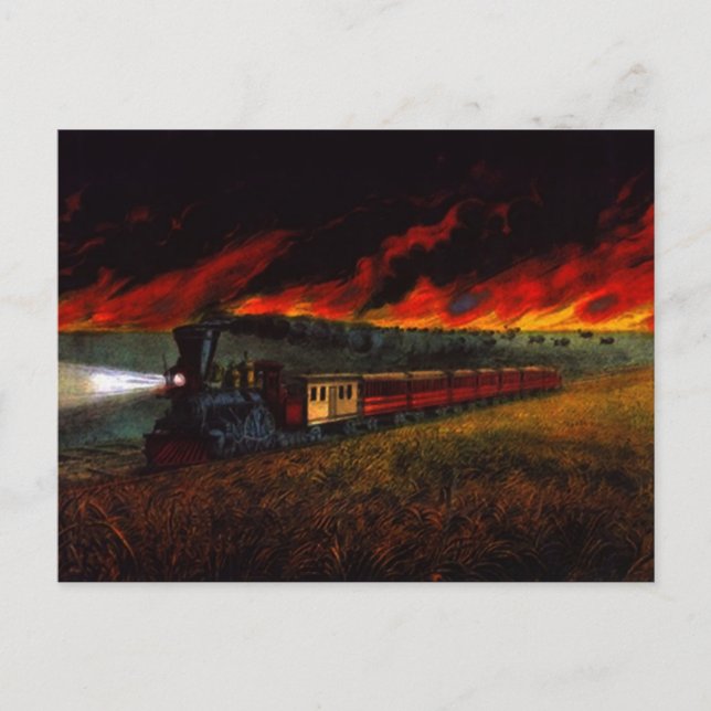 Iron Horse on Prairie ~ Midnight Train POSTCARD (Front)