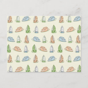 Iron Ironing Laundry patten Postcard