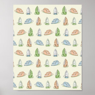 Iron Ironing Laundry patten Poster