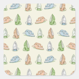 Iron Ironing Laundry patten Square Sticker