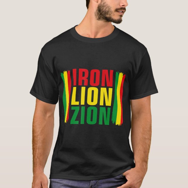 Iron Lion Zion Reggae Roots Jamaica Souvenir T-Shirt (Front)