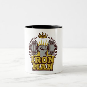 IRON MAN Fitness Bodybuilder Athlete Two-Tone Coffee Mug
