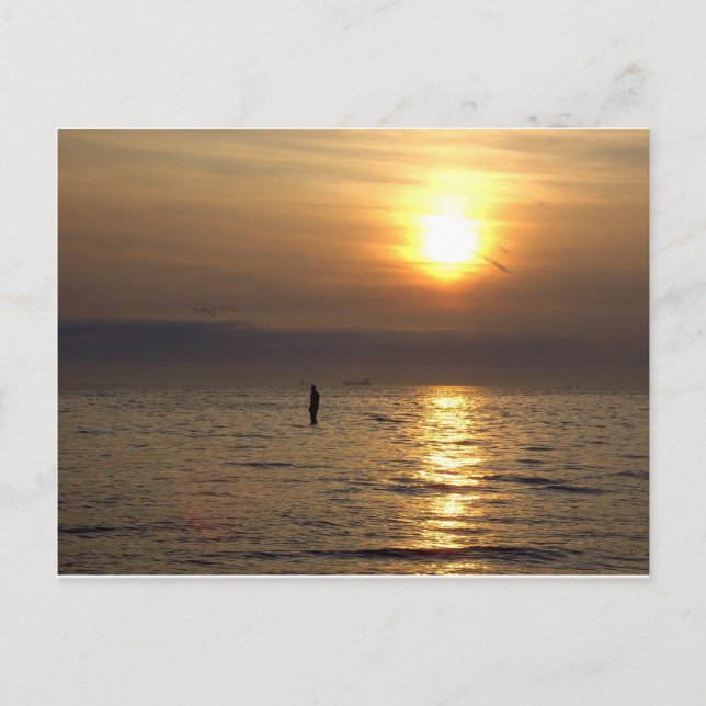 Iron Man Sculpture, Crosby, Liverpool UK Postcard (Front)