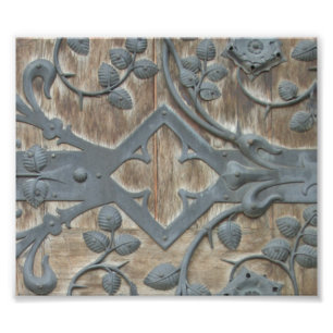 Iron Mediaeval Lock on Wooden Door Photo Print