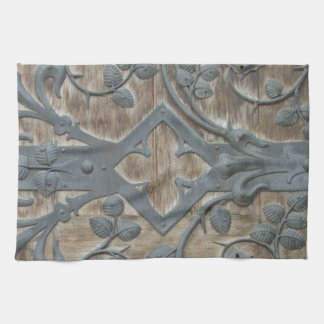 Iron Mediaeval Lock on Wooden Door Tea Towel